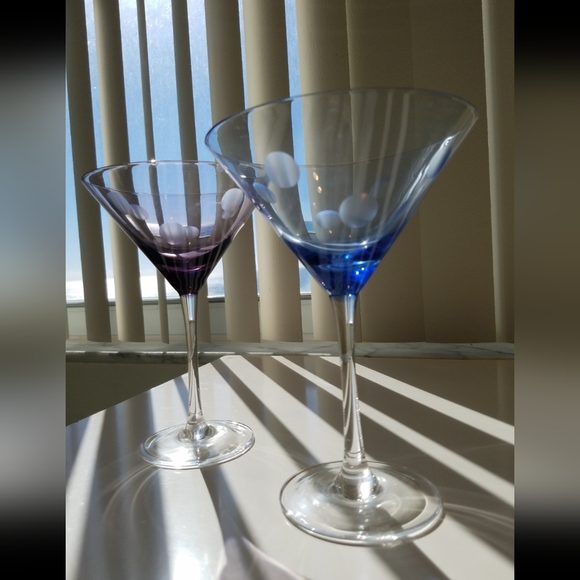 Waterford Crystal Other - WATERFORD Marquis Crystal Etched Frosted Polka Dot Martini Glasses Set of 2